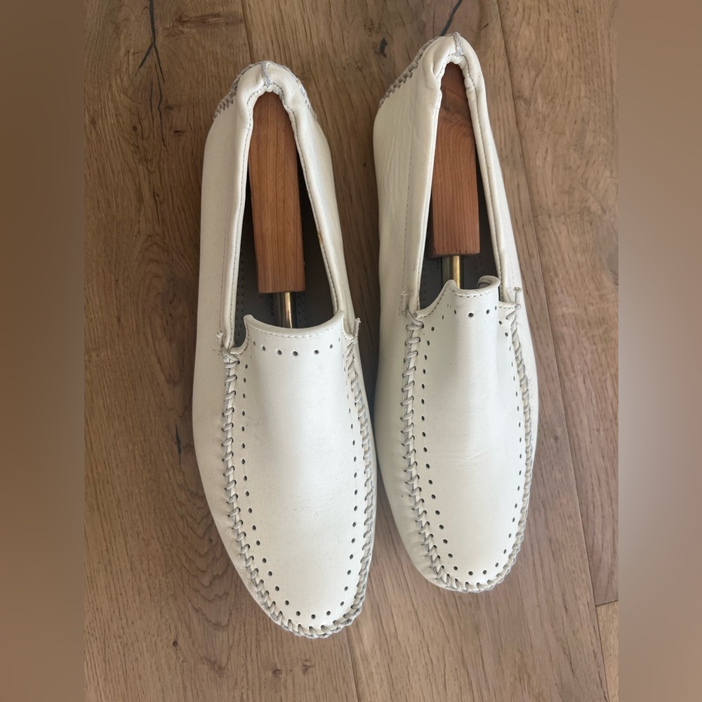 Bruno Magli White leather slip on.